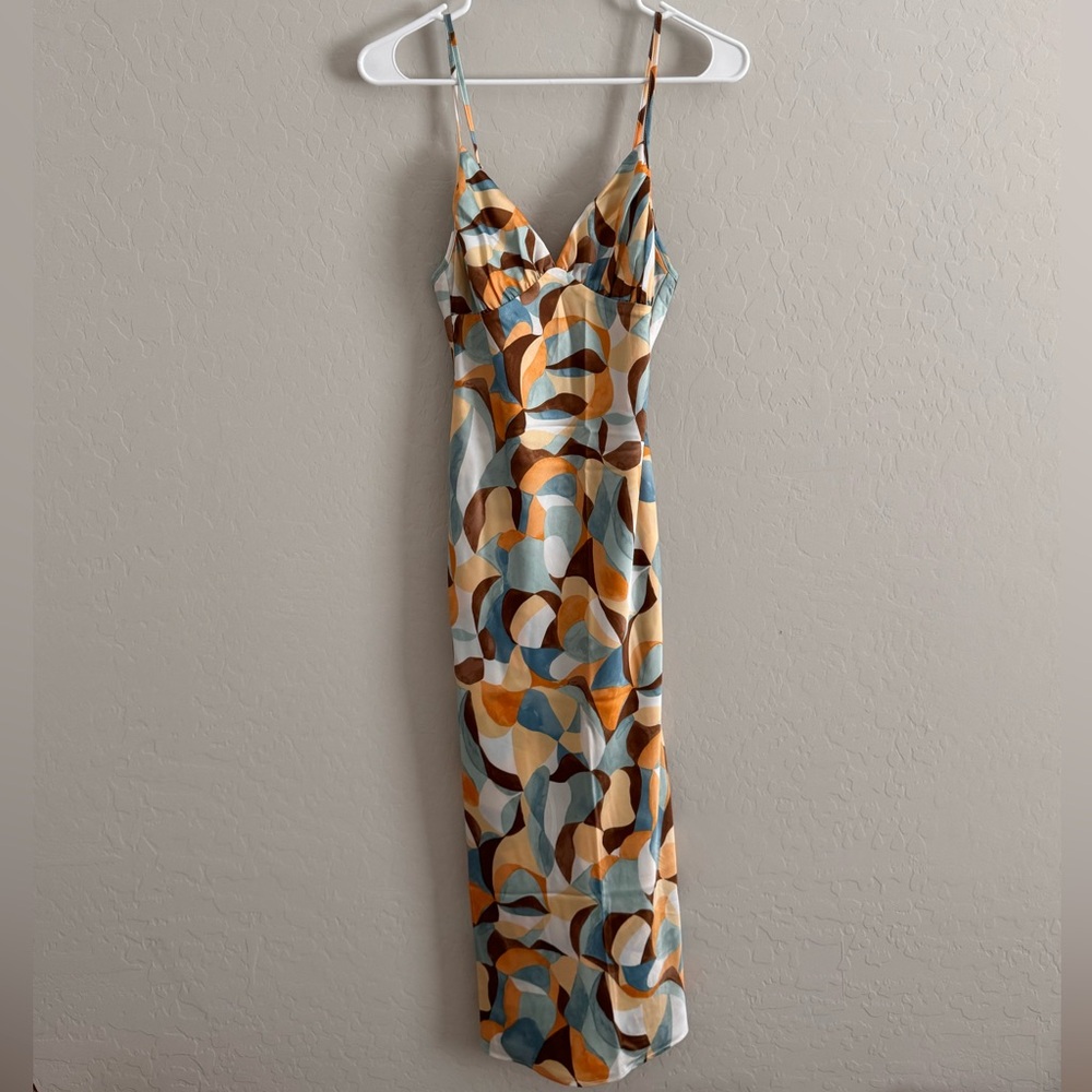 Abercrombie & Fitch Satin Geometricic Midi Dress